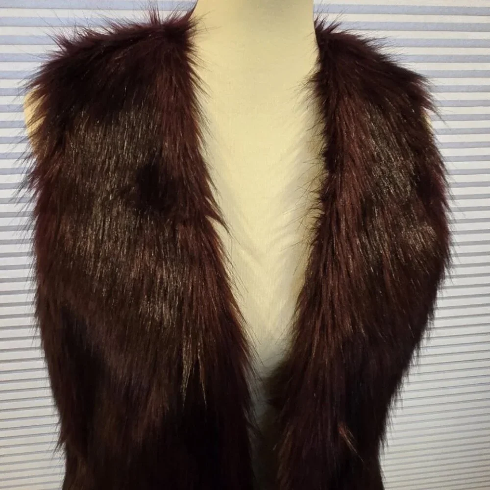 Burgundy Faux Fur Vest by REBA ~ NWOT